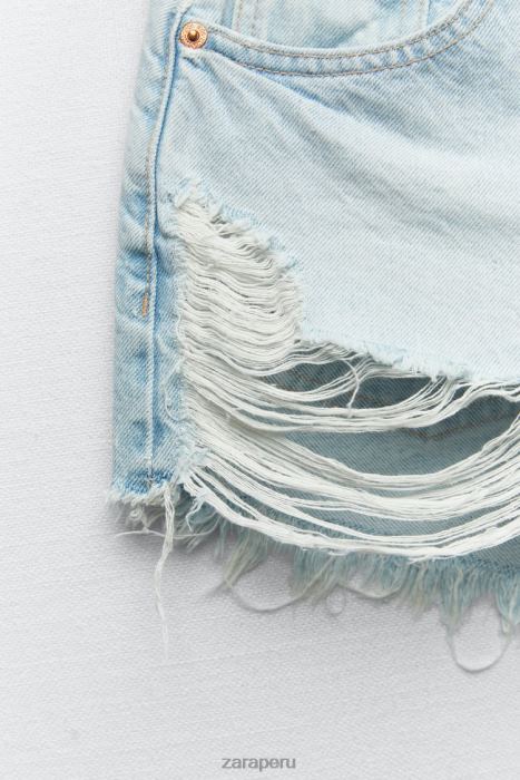 Zara mujer shorts curvos de talle alto trf BDP8J573 ropa azul claro