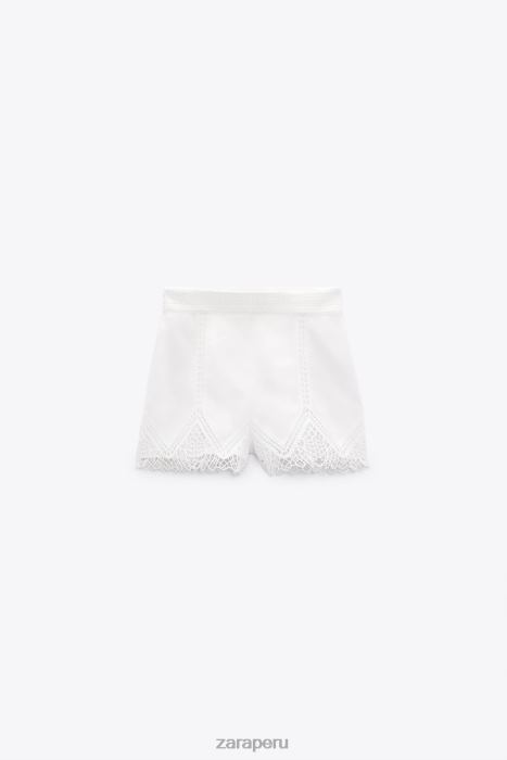 Zara mujer shorts de encaje y guipur con talle alto BDP8J622 ropa blanco