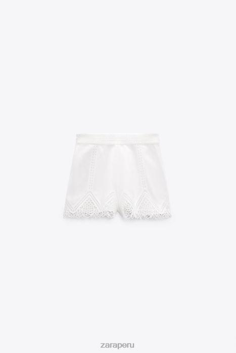 Zara mujer shorts de encaje y guipur con talle alto BDP8J622 ropa blanco