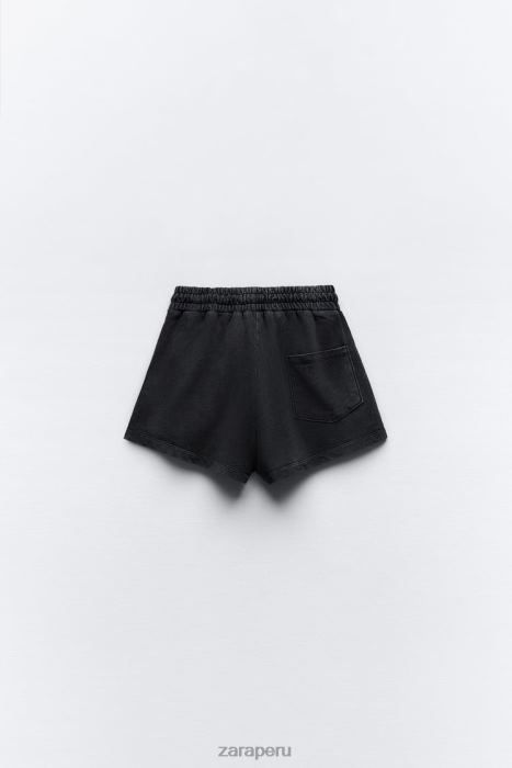 Zara mujer shorts de felpa con efecto lavado BDP8J553 ropa negro