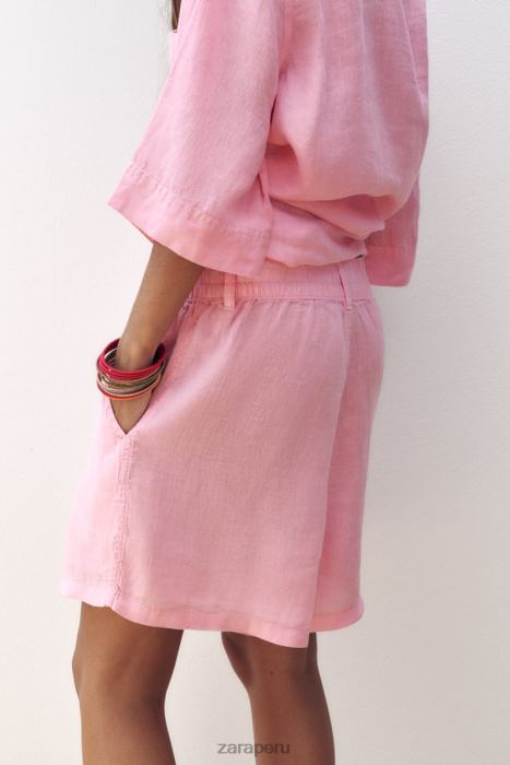 Zara mujer shorts de lino con trabillas BDP8J607 ropa chicle