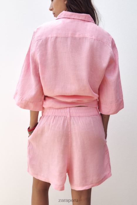 Zara mujer shorts de lino con trabillas BDP8J607 ropa chicle