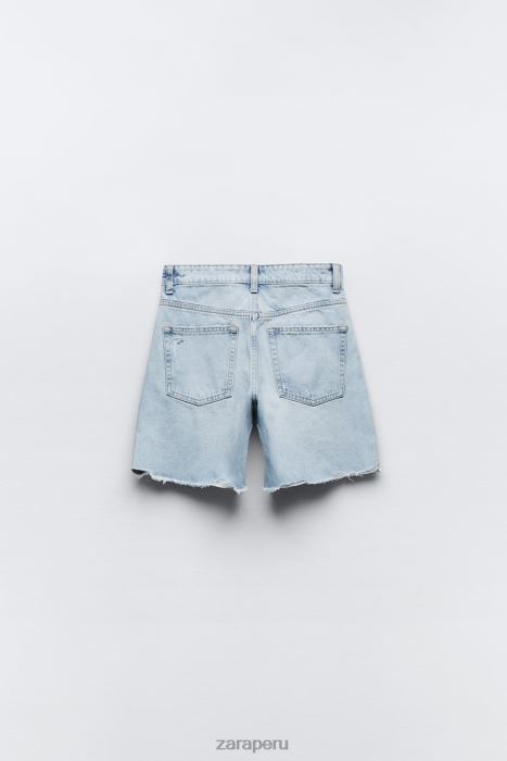 Zara mujer shorts de mezclilla con parches y tiro medio BDP8J587 ropa azul