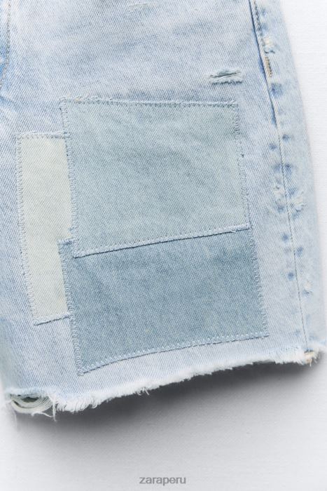 Zara mujer shorts de mezclilla con parches y tiro medio BDP8J587 ropa azul