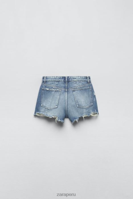 Zara mujer shorts de mezclilla con patchwork y talle alto BDP8J563 ropa azul