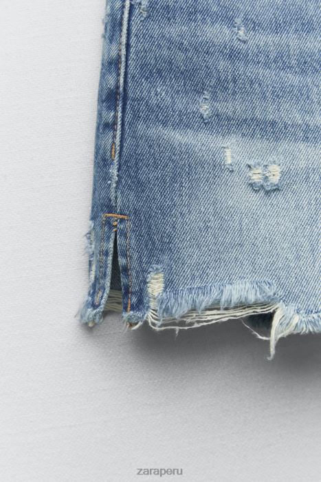 Zara mujer shorts de mezclilla con patchwork y talle alto BDP8J563 ropa azul