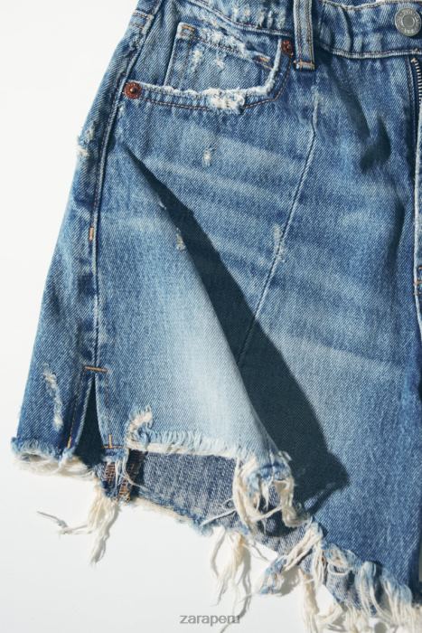 Zara mujer shorts de mezclilla con patchwork y talle alto BDP8J563 ropa azul