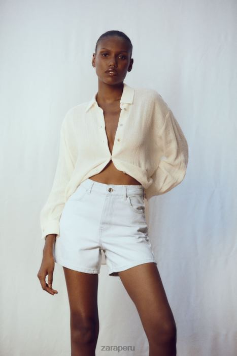 Zara mujer shorts de mezclilla con talle alto z1975 mom fit BDP8J538 ropa azul claro