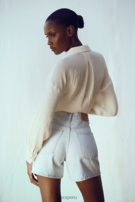 Zara mujer shorts de mezclilla con talle alto z1975 mom fit BDP8J538 ropa azul claro