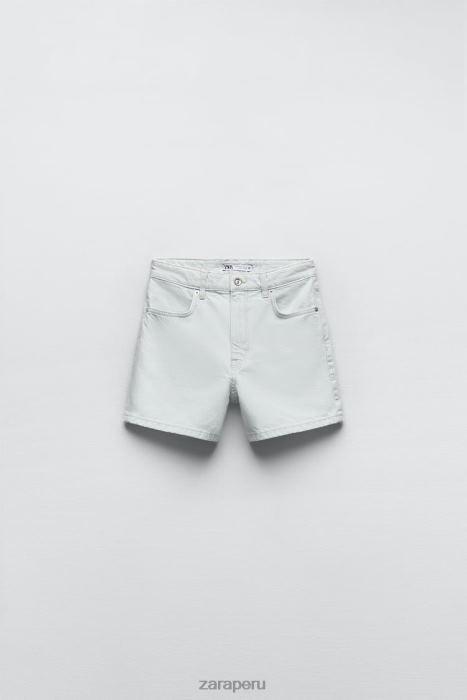 Zara mujer shorts de mezclilla con talle alto z1975 mom fit BDP8J538 ropa azul claro