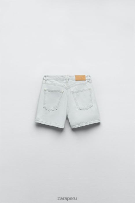 Zara mujer shorts de mezclilla con talle alto z1975 mom fit BDP8J538 ropa azul claro