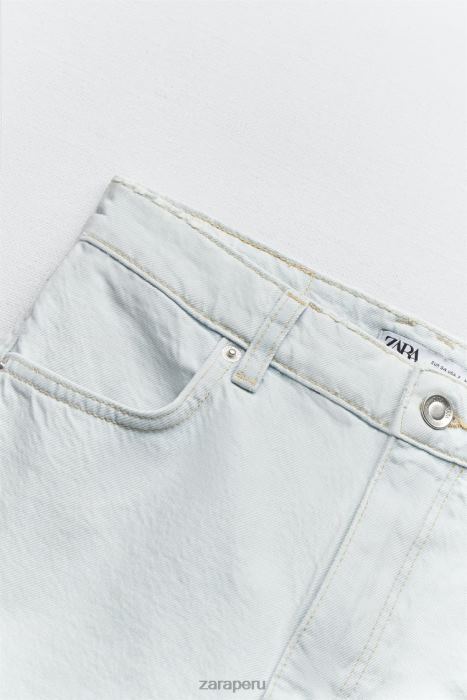 Zara mujer shorts de mezclilla con talle alto z1975 mom fit BDP8J538 ropa azul claro