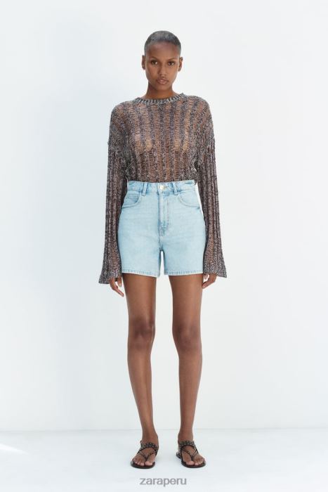 Zara mujer shorts de mezclilla con talle alto z1975 mom fit BDP8J565 ropa índigo