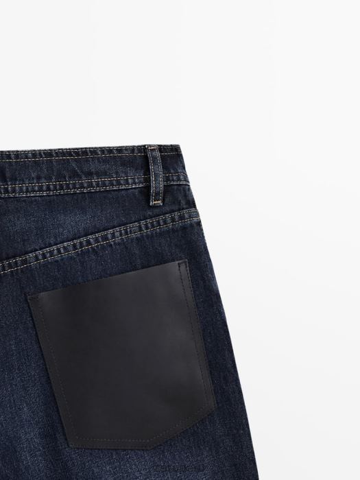 Zara mujer shorts de mezclilla de cintura alta con bolsillo de cuero BDP8J865 ropa azul medio