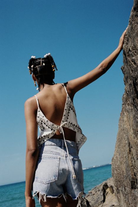 Zara mujer shorts de mezclilla de talle alto trf BDP8J541 ropa azul claro