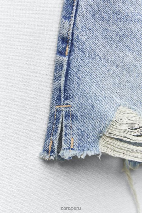 Zara mujer shorts de mezclilla de talle alto trf BDP8J541 ropa azul claro