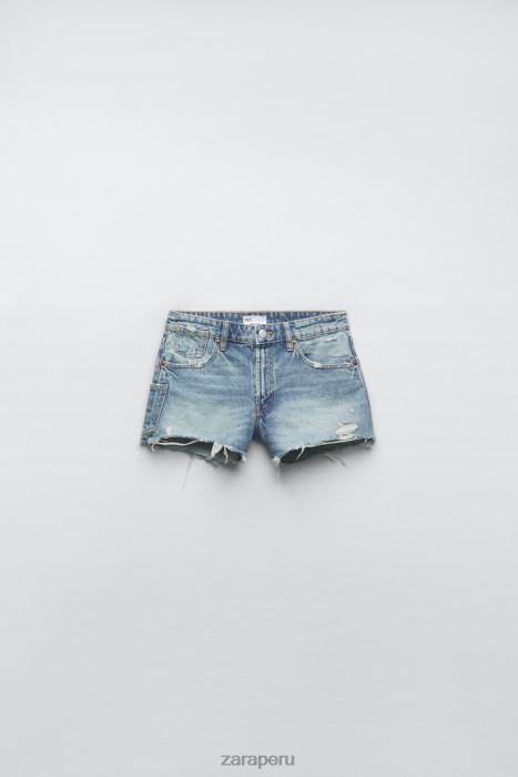 Zara mujer shorts de mezclilla de talle alto trf BDP8J548 ropa azul