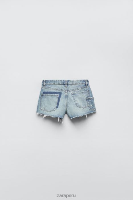 Zara mujer shorts de mezclilla de talle alto trf BDP8J548 ropa azul