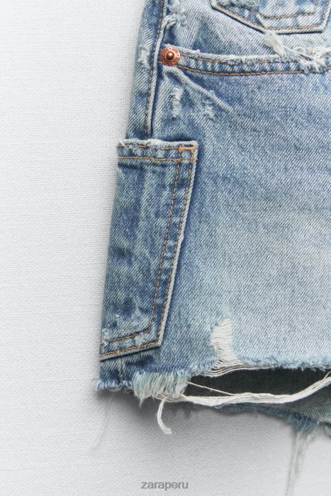 Zara mujer shorts de mezclilla de talle alto trf BDP8J548 ropa azul