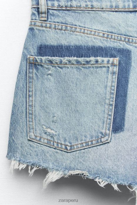 Zara mujer shorts de mezclilla de talle alto trf BDP8J548 ropa azul