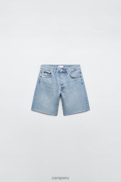 Zara mujer shorts de mezclilla de talle medio BDP8J596 ropa azul claro
