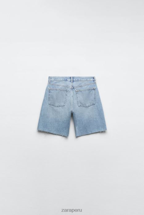 Zara mujer shorts de mezclilla de talle medio BDP8J596 ropa azul claro