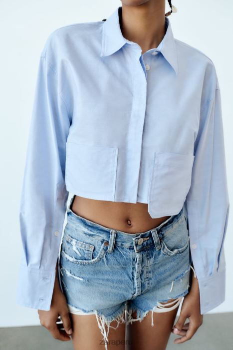 Zara mujer shorts de mezclilla de talle medio trf BDP8J531 ropa azul