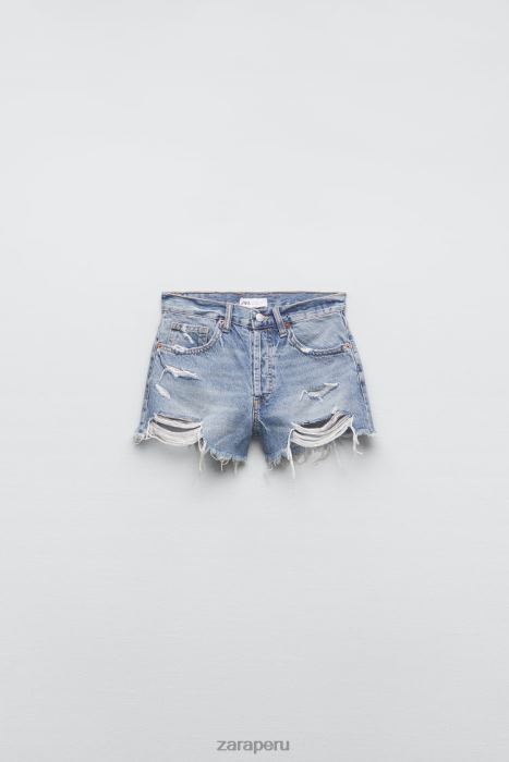 Zara mujer shorts de mezclilla de talle medio trf BDP8J531 ropa azul