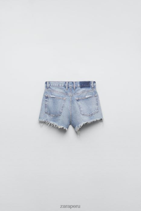 Zara mujer shorts de mezclilla de talle medio trf BDP8J531 ropa azul