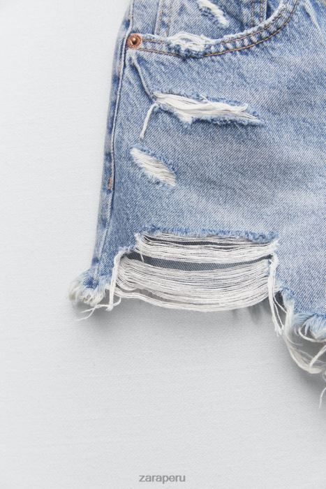 Zara mujer shorts de mezclilla de talle medio trf BDP8J531 ropa azul