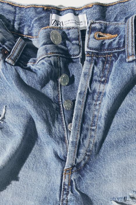 Zara mujer shorts de mezclilla de talle medio trf BDP8J531 ropa azul
