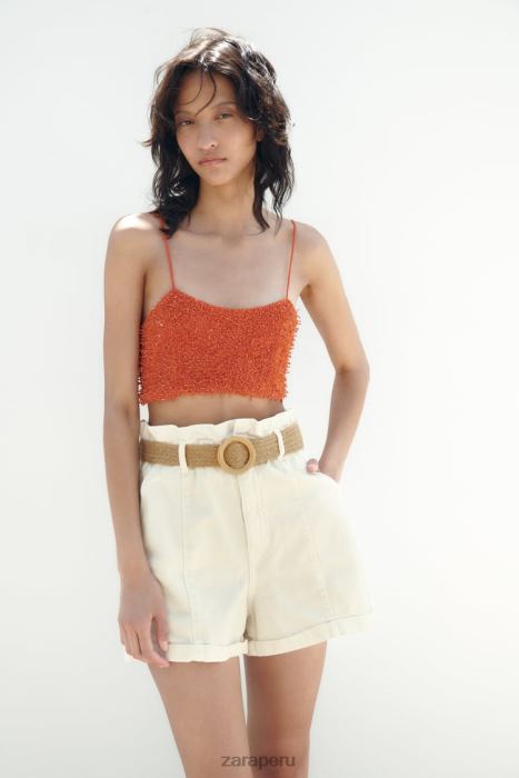 Zara mujer shorts de mezclilla holgados con cinturón z1975 BDP8J595 ropa crudo