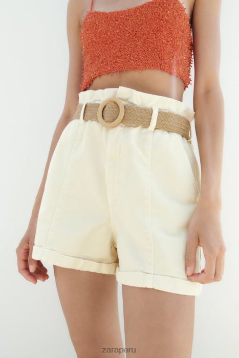 Zara mujer shorts de mezclilla holgados con cinturón z1975 BDP8J595 ropa crudo