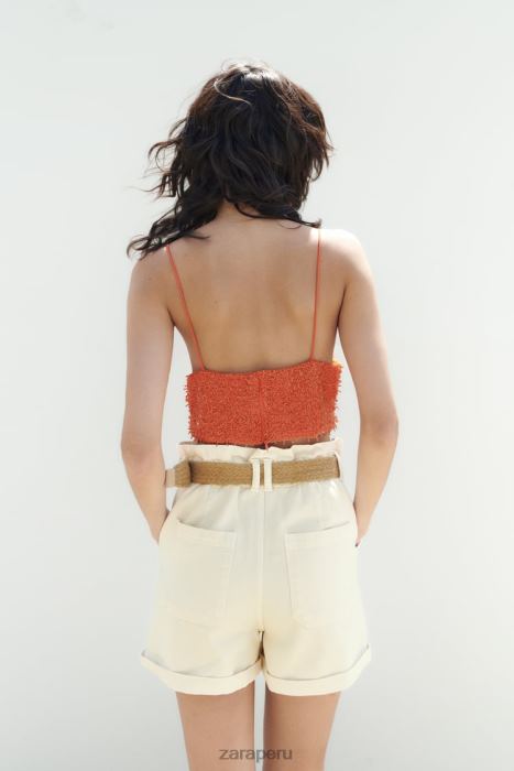 Zara mujer shorts de mezclilla holgados con cinturón z1975 BDP8J595 ropa crudo