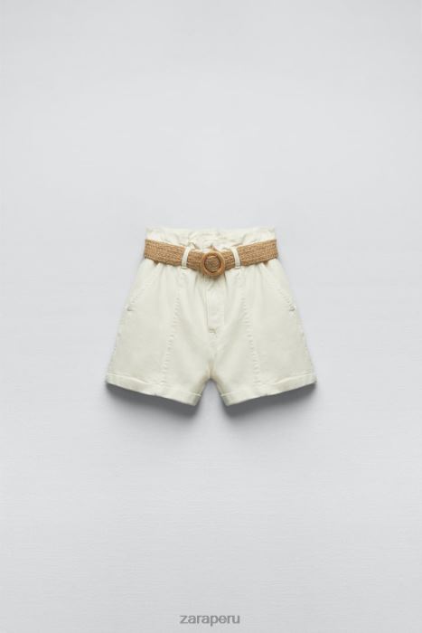 Zara mujer shorts de mezclilla holgados con cinturón z1975 BDP8J595 ropa crudo