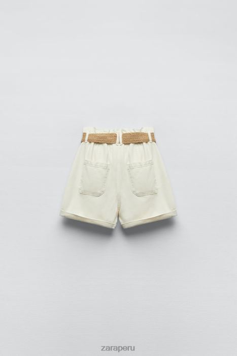 Zara mujer shorts de mezclilla holgados con cinturón z1975 BDP8J595 ropa crudo