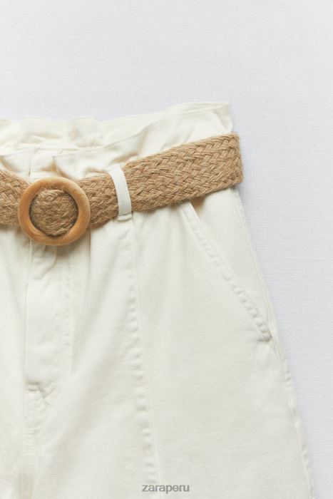 Zara mujer shorts de mezclilla holgados con cinturón z1975 BDP8J595 ropa crudo