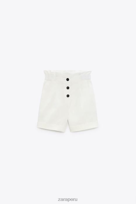 Zara mujer shorts paper bag con dobladillo vuelto BDP8J566 ropa blanco