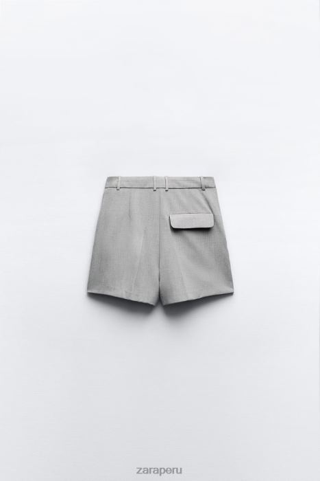 Zara mujer shorts plisados ​​de talle alto BDP8J525 ropa gris