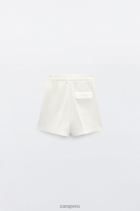 Zara mujer shorts plisados ​​de talle alto BDP8J599 ropa ostra blanca