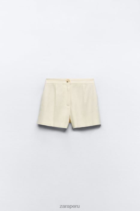 Zara mujer shorts rectos en mezcla de lino BDP8J597 ropa crudo