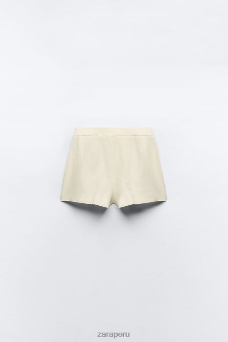 Zara mujer shorts rectos en mezcla de lino BDP8J597 ropa crudo