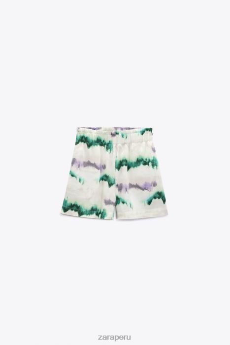 Zara mujer shorts teñidos con cintura elástica BDP8J568 ropa multicolor