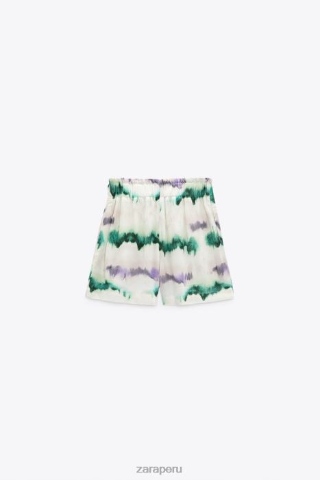 Zara mujer shorts teñidos con cintura elástica BDP8J568 ropa multicolor
