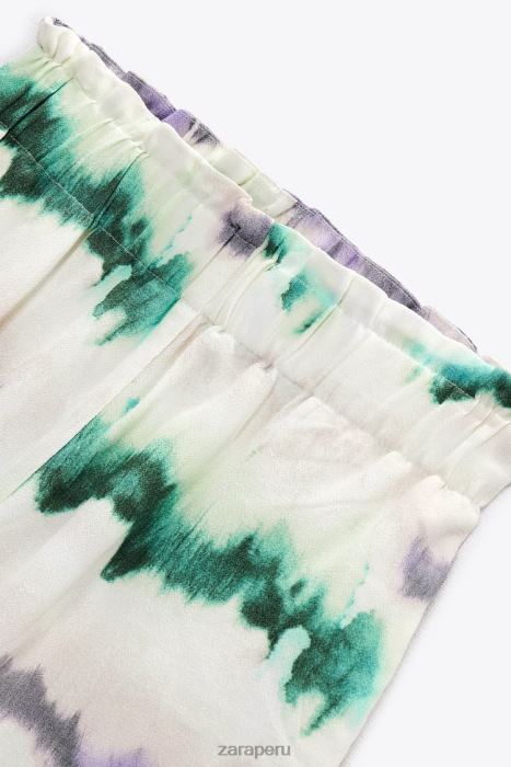 Zara mujer shorts teñidos con cintura elástica BDP8J568 ropa multicolor