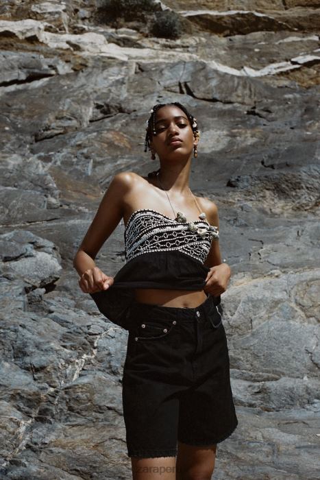 Zara mujer shorts trf de talle medio y corte regular BDP8J551 ropa negro