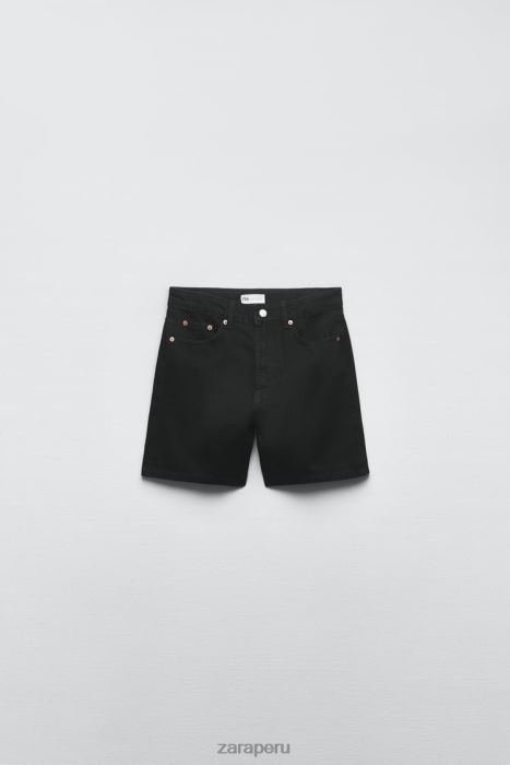 Zara mujer shorts trf de talle medio y corte regular BDP8J551 ropa negro