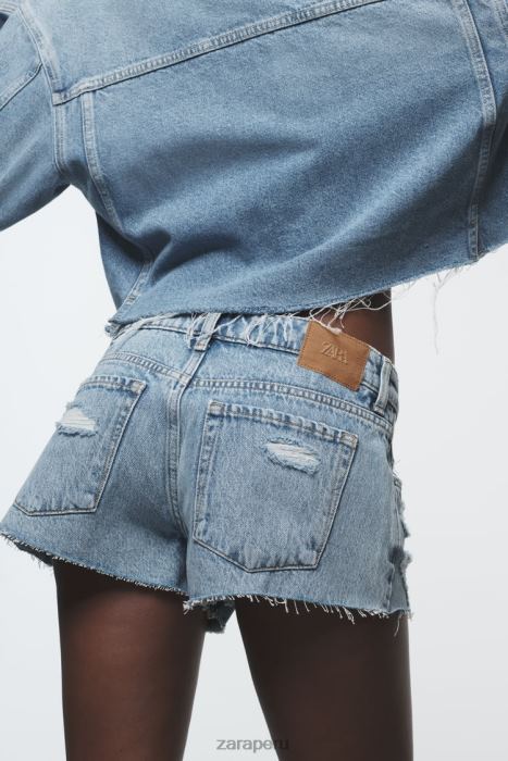 Zara mujer z1975 mini shorts de mezclilla con rotos BDP8J549 ropa azul medio