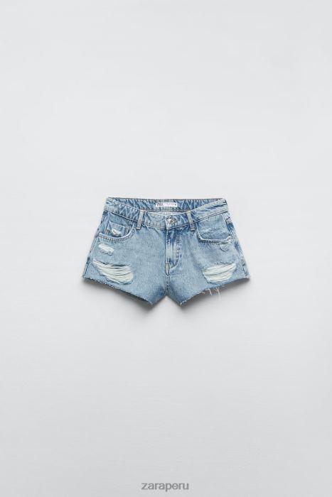 Zara mujer z1975 mini shorts de mezclilla con rotos BDP8J549 ropa azul medio