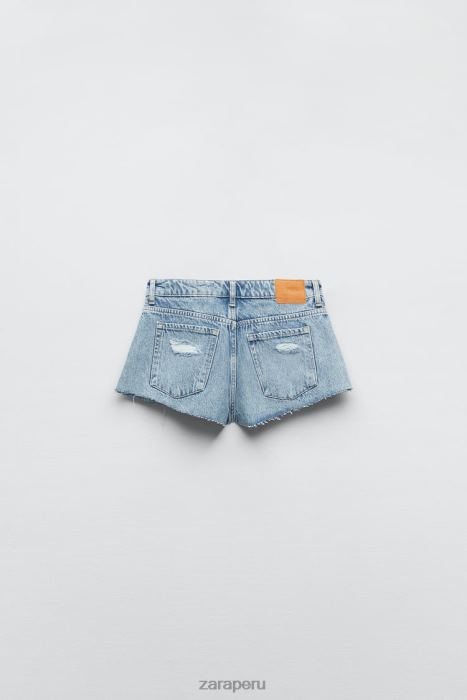 Zara mujer z1975 mini shorts de mezclilla con rotos BDP8J549 ropa azul medio